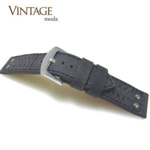 P15L-BP-560-06 Dk blue Rodeo vintage leather watch strap 1