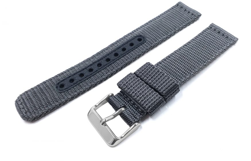 Grey nylon watch strap 1 (N17-01) - Leather Watch Straps